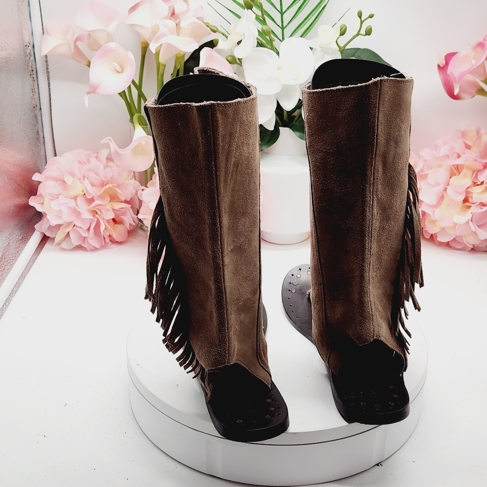 Musse And Cloud By Anthropologie Brown Suede Western Boot Sandal Sz 8 - Picture 8 of 16